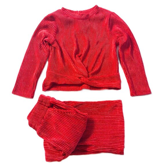Wonder Nation Toddler Girls Red Velour Holiday Top & Pants Set ~ 4T ~ New w/Tags - Picture 1 of 14